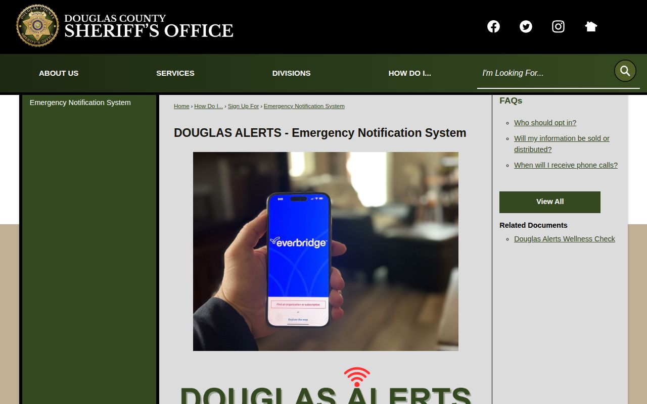 Douglas County emergency alerts information, not a jail booking record